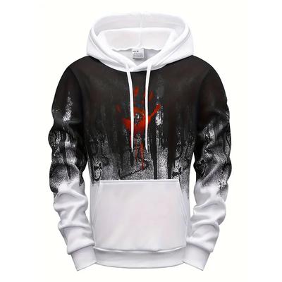 Blutiger Handabdruck Kapuzenpullover Herren Täglich Sportlich Hoodie Ganzjahres Haus Draußen Komfort Pullover Fitnessstudio Fitness Oberteile