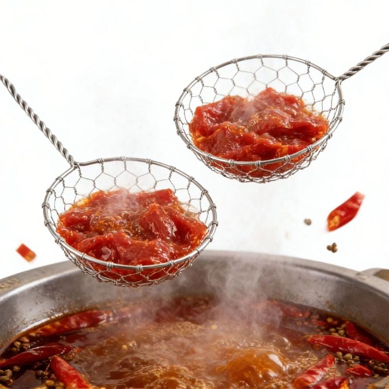 Pack of 6 High Quality Handmade Nonrust Steel Strainers Textured Grip and Hook Efficient Cooking Tasks