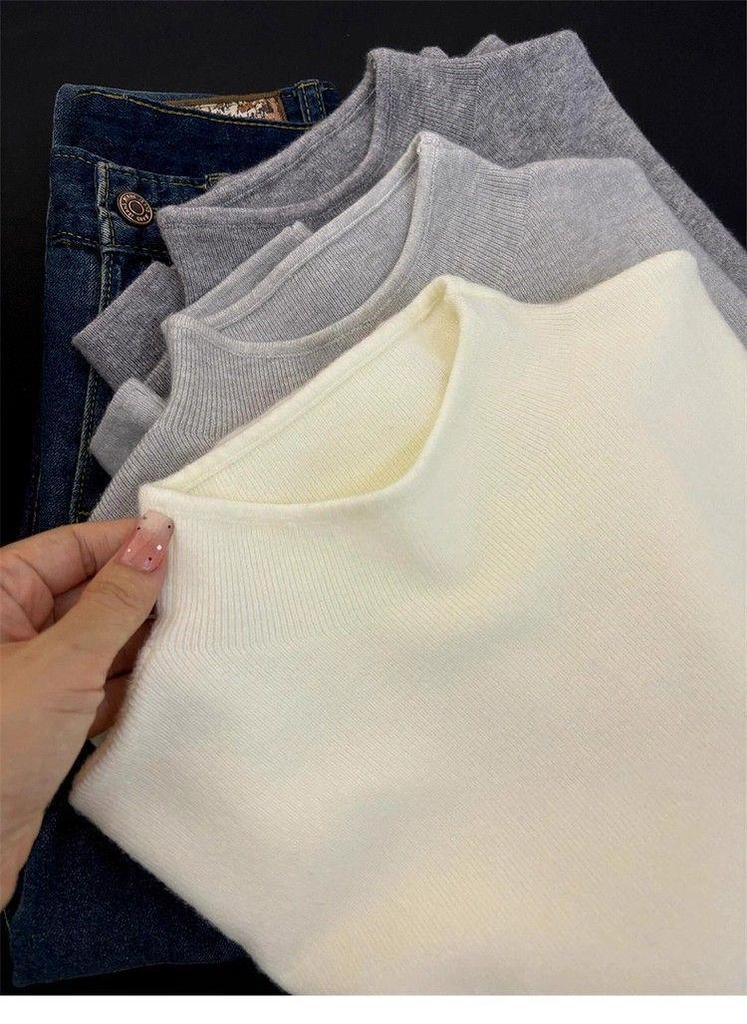 Women's Soft High-Neck Knit Sweater – Cozy Autumn/Winter Base Layer
