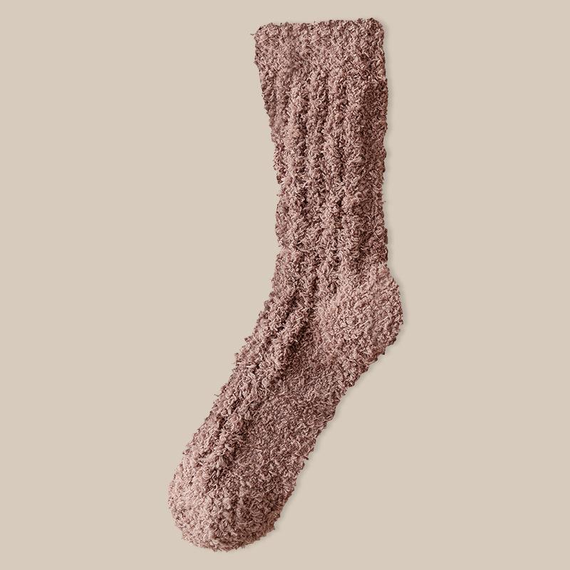 Coral velvet socks for women autumn winter thick warm couple home men's mid-tube sleeping socks plush moon floor socks