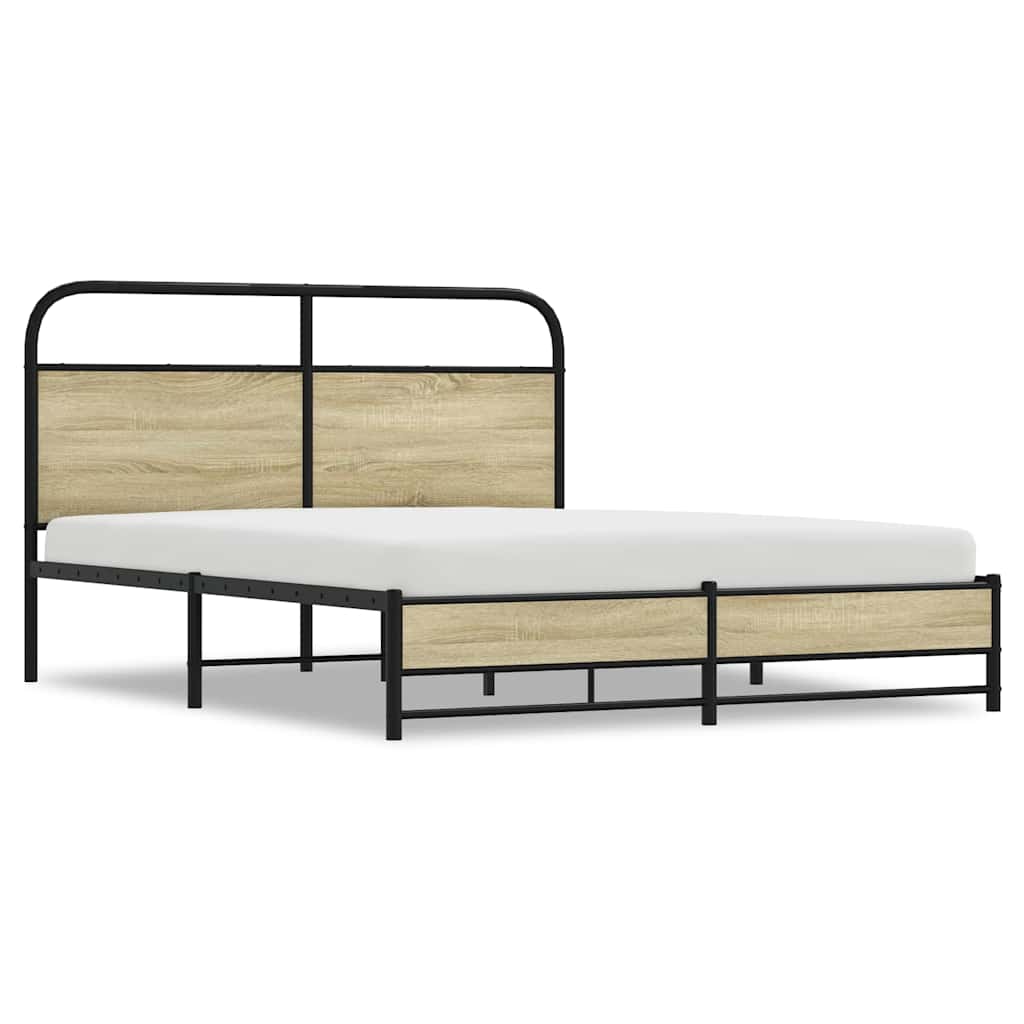 Bed Frame without Mattress 150 x 200 cm Sonoma Oak Wood Based Panel