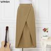 VONDA Elegant Women Back Elastic Front Cross Casual Long Skirts
