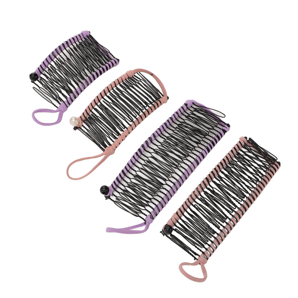 4pcs Stretchy Banana Hair Clip Vintage Decorative No Pressure Non Crease Clincher Comb Tool for