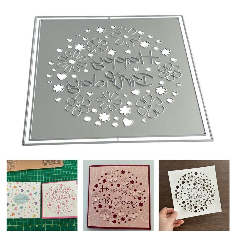 Birthday Flower Metal Die Cuts Carbon Steel Cutting Dies Embossing Stencils for Card Journal Scrapbooking Decorations
