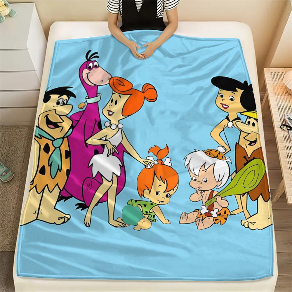 Coperta in Flanella con Stampa dei Flintstones, Alta qualità, Confortevole per Tutte le Stagioni, Decorazione per la Casa, Calore e Comfort