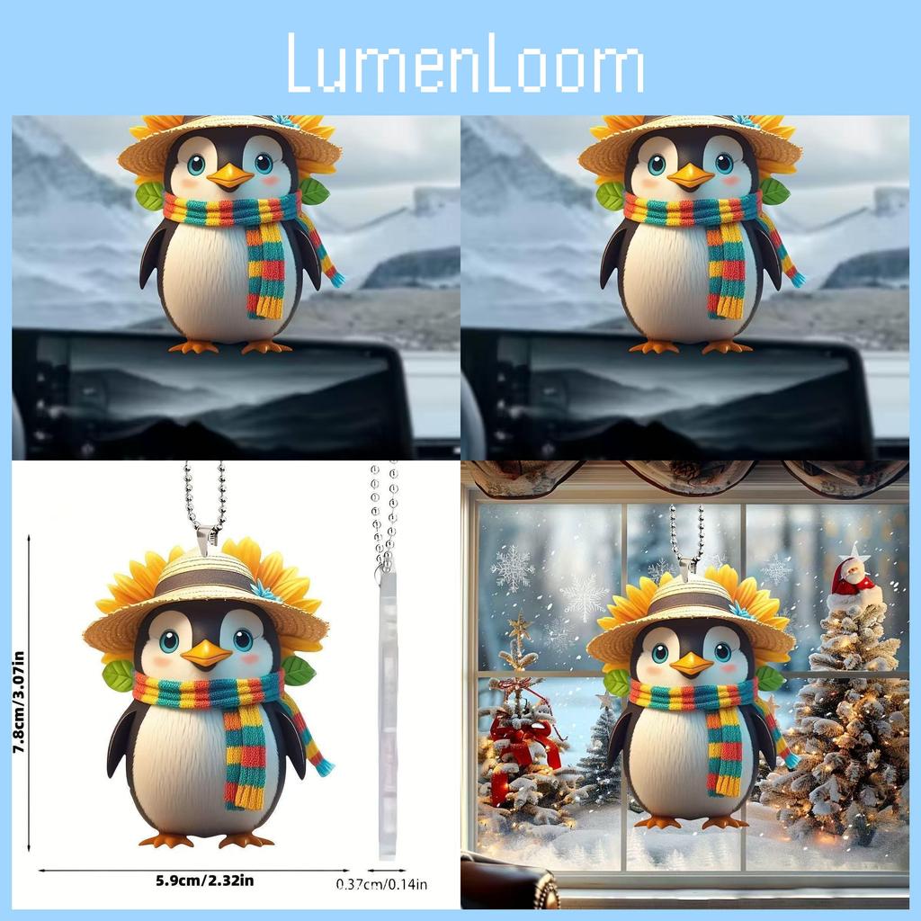 Cute Scarf Hat Penguin Cartoon Pattern Pendant Car Accessories Decoration