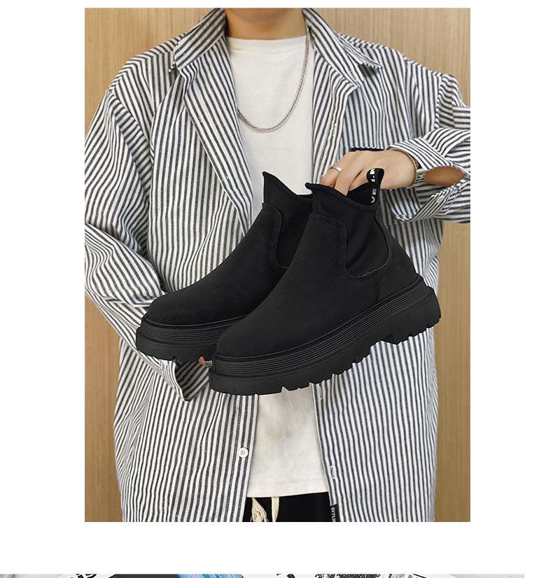 2025 Black Leather Men's High-Top Martin Boots: Trendy British Style Motorcycle Chelsea Boots