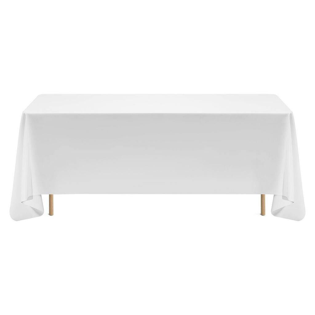 White Tablecloths for Rectangle Tables, 6 Pack, 70 x 120 Inches, Reusable and Machine Washable Table Clothes, Wrinkle-Resistant Polyester Fabric Table