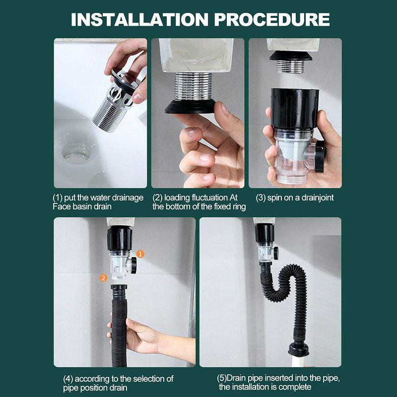 Retractable Deodorant Drainage Tube Basin Installation Universal Flexible Sink Drain Pipe Set For Bathroom Kitchen Accessories