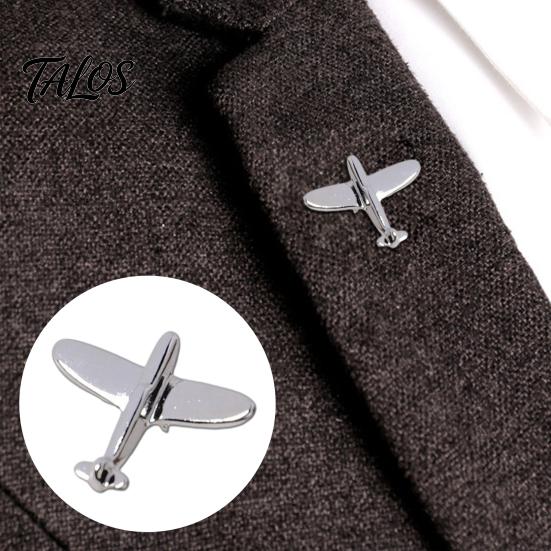 Brooch Men Suit Brooch, Airplane Design Lapel Pin with Clip-on Pin, Scarf Fastener Smooth Polished Alloy Badge for Formal Casual Wear Accessory