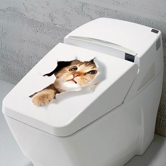 Cover Decals Exquisite Self-Adhesive Removable Animal Toilet Lid Wall Stickers for Home