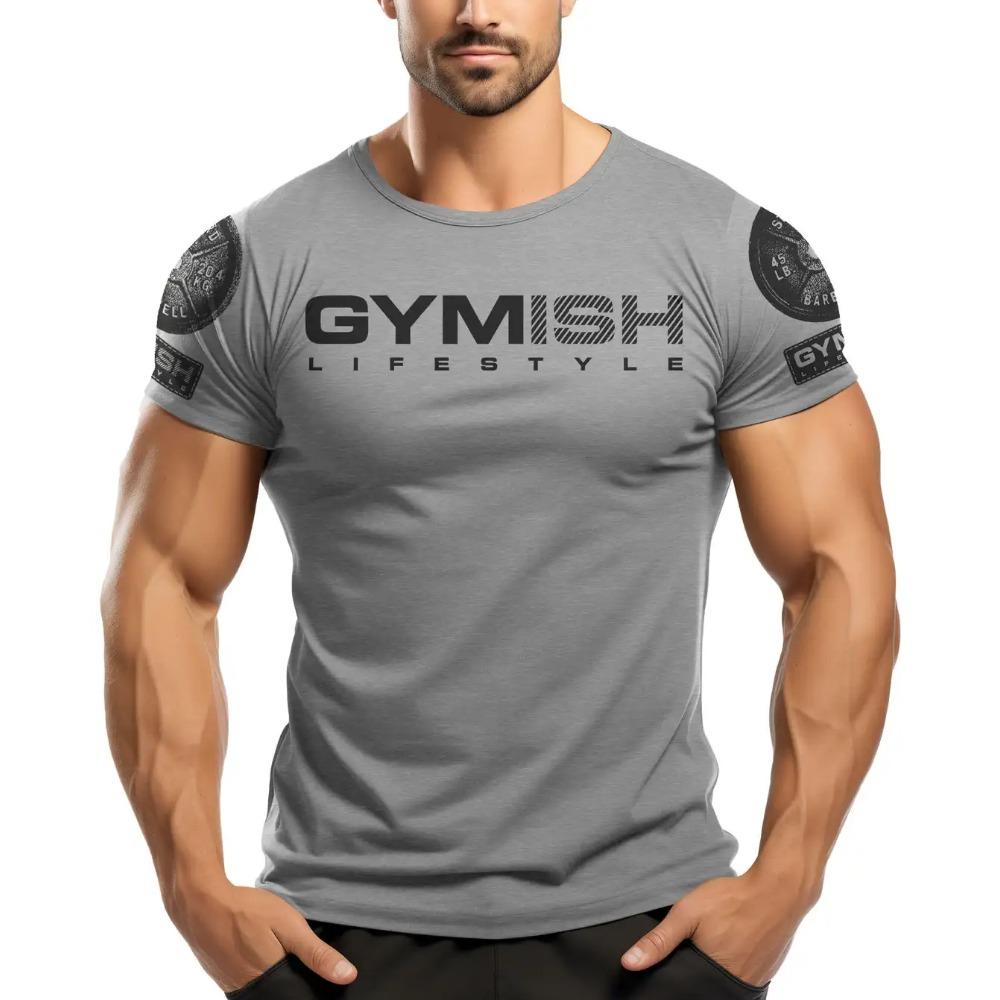 

2025 Summer New Men s T-shirt European And American Style Fitness 3D Letter Print Slim Men s Top Breathable And Quick Drying 5XL