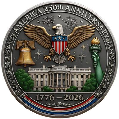 Moneda Conmemorativa del 250 Aniversario de América, Moneda Artesanal en Relieve con Campana de la Libertad Águila Calva, Regalo Conmemorativo para Veteranos