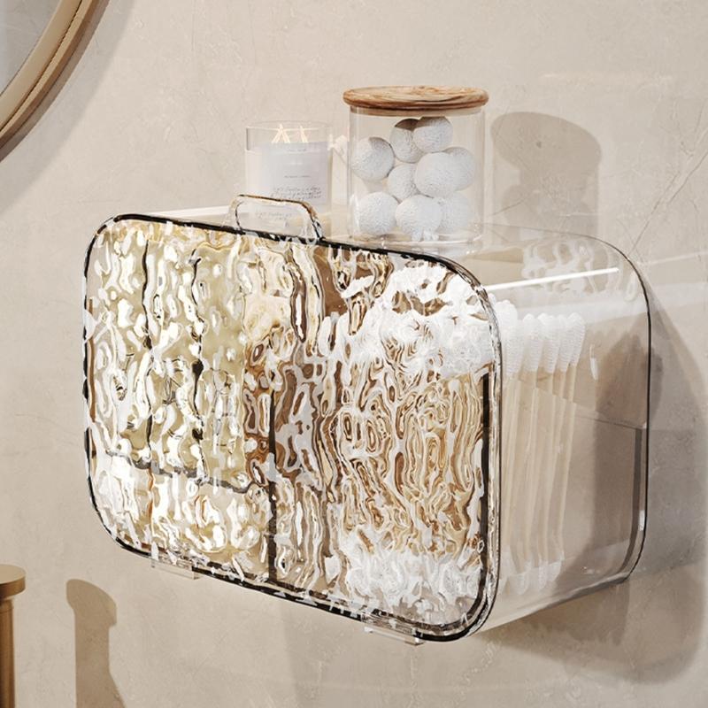 Wall Mounted Cotton Pad Storage Box Practical Hanging Cotton Pad Holder Storage Holder For Organized Living Spaces
