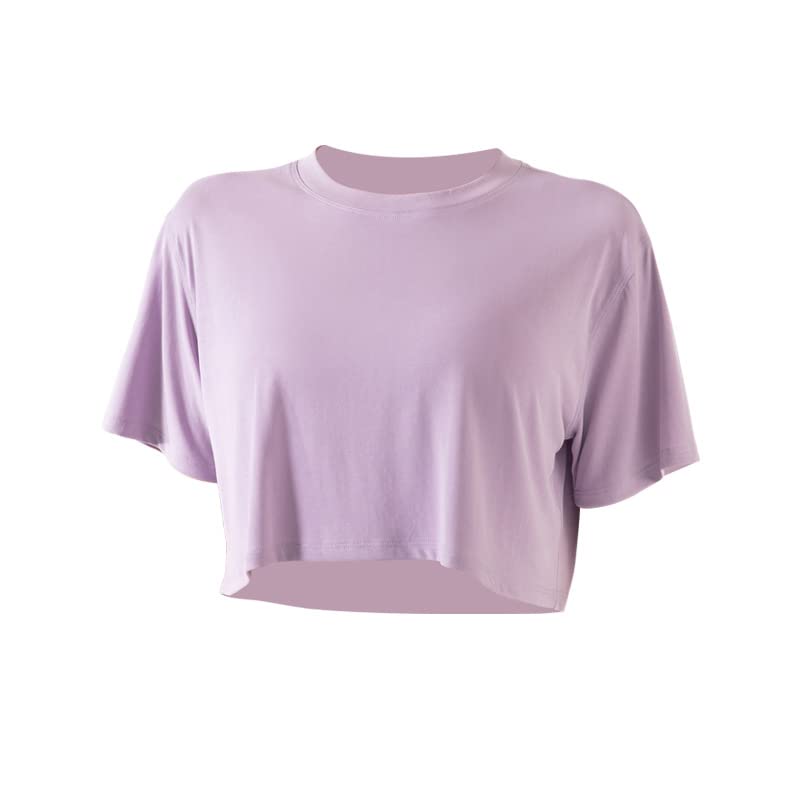 SEYIXU Yoga Loose Short Sleeve Casual M and A Women's Shirt, Fit, Top, Midriff-Baring, Workout, Gym, Fitness, Sexy, Cute, Stylish, (Sizes - Purple)