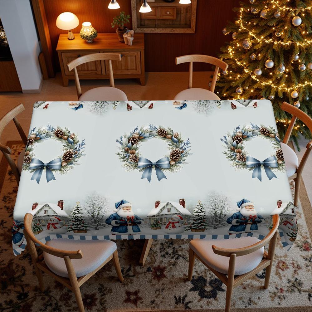 Christmas Table Cloth, Snow Elk Santa Tablecloth, Table Decoration Cloth, European Pastoral Table Cloth