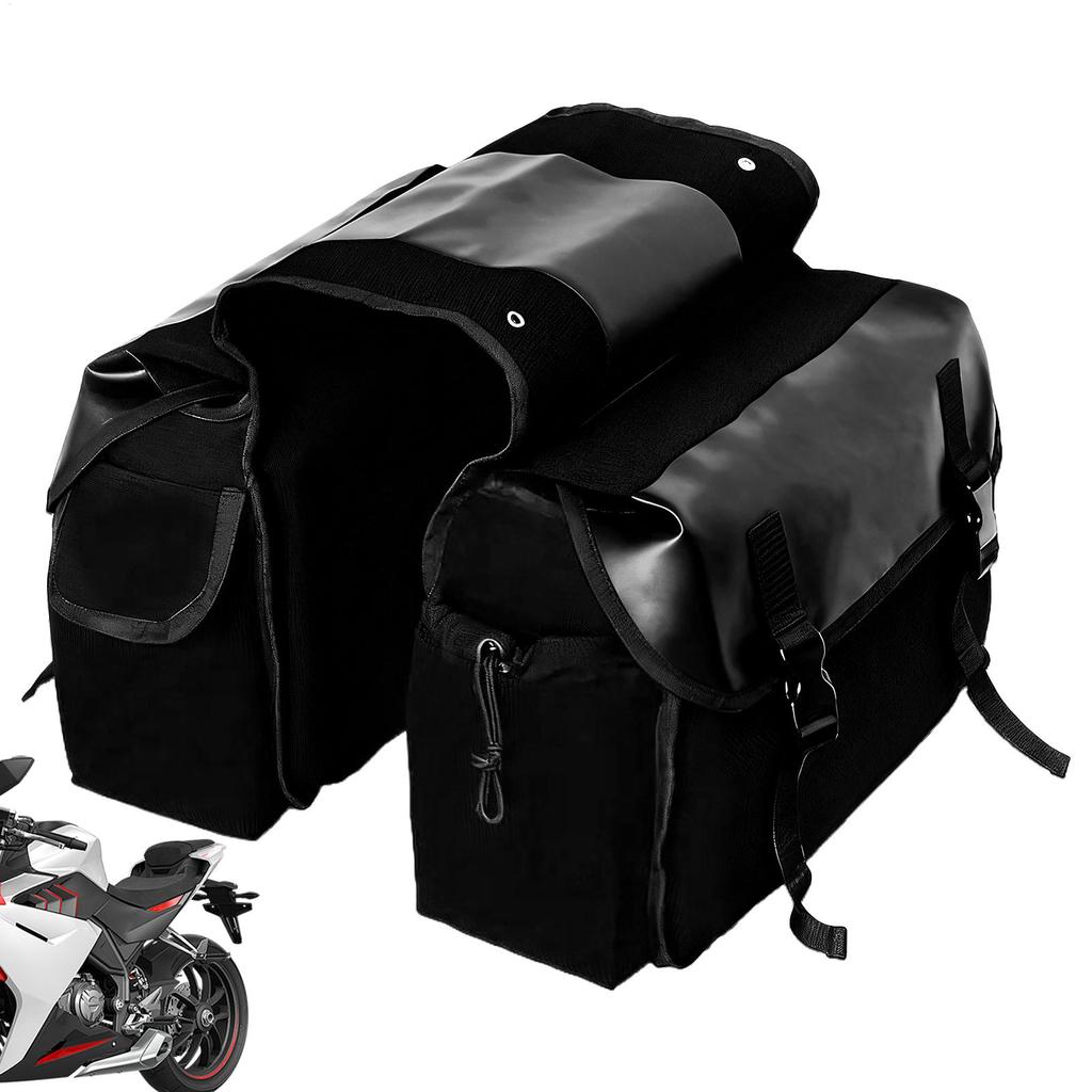 Motorcycle Saddlebags Waterproof Pouch Canvas Motorcycle Side Bag For Motorbike Bicycle Scooter Biking Touring Commuting Travel