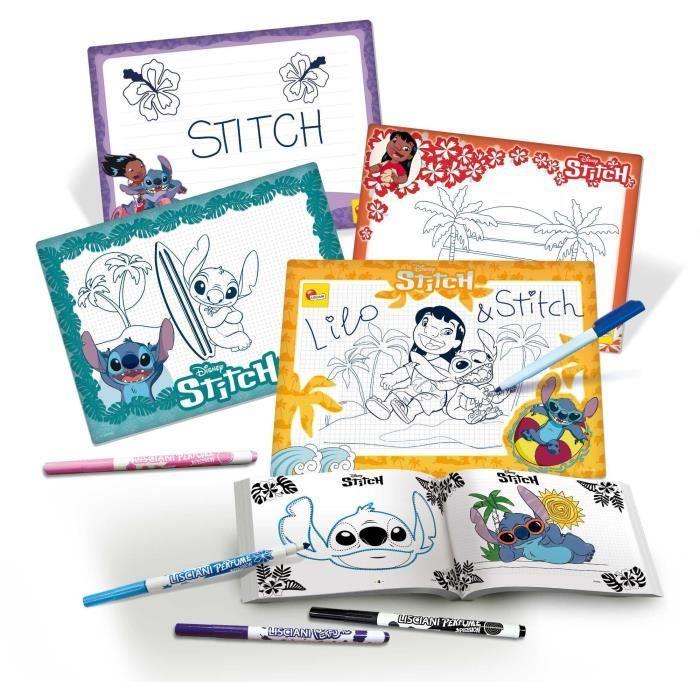 Kit De Dessin - LISCIANIGIOCHI - STITCH - Feutres Parfumés - Crayons Decouleur, Autocollants