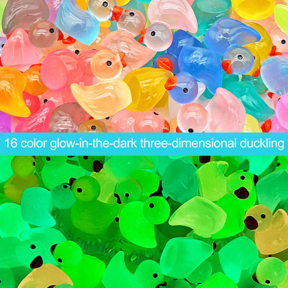 10/20/30/40/50/100Pcs Mini Duck Figurine Resin Luminous Microlandscape Miniature Duck Figurines Fairy Garden Accessories