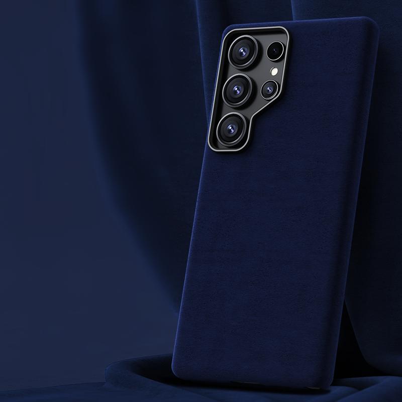 Premium Suede Leather Phone Case For Samsung Galaxy S25 Ultra S24 Plus Magnetic Wireless Charging Metal Camera Protection Cover