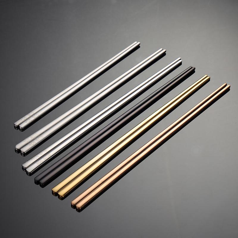 Aen Płaskie Pałeczki ze Stali Nierdzewnej 304, Ciężkie, Grube 3 mm, 50 g, 23 cm, Przenośna Koreańska Zastawa Stołowa.