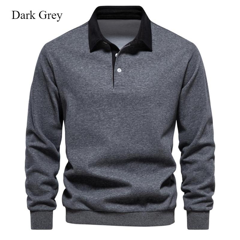 2024 New Autumn Winter Long-sleeved Polo Neck Hoodie Casual Sports Shirt Fashion Design Men's Cotton Top