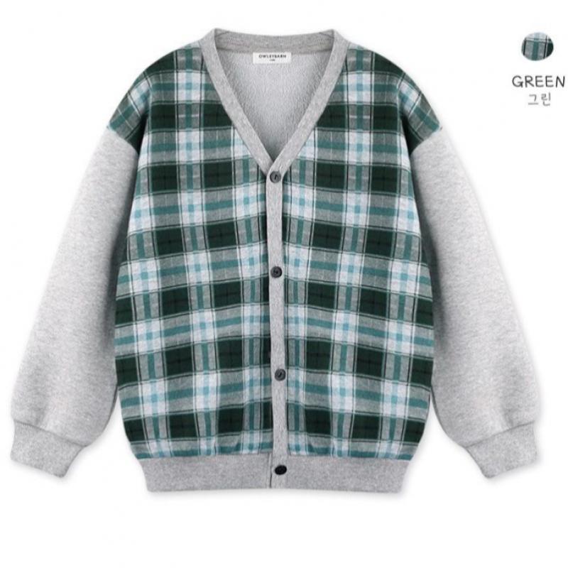  Olivan  Olivan Mix Check Cardigan  Green 