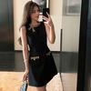 Miu-Style Sleek Socialite Design: Bright Silk Sleeveless A-Line Little Black Dress, Summer Edition