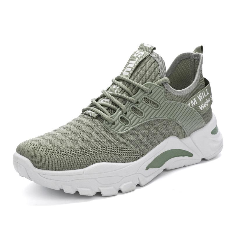 2023 nuevos zapatos de hombre tejidos voladores zapatos de inyección de Color sólido tejido volador tendencia diaria zapatos de hombre de cabeza redonda baja