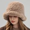 Rex Rabbit Fur Hat Autumn and Winter Versatile Middle-aged and Elderly Warm Ear Protection Top Hat Bucket Hat Show Face Little Mother Hat