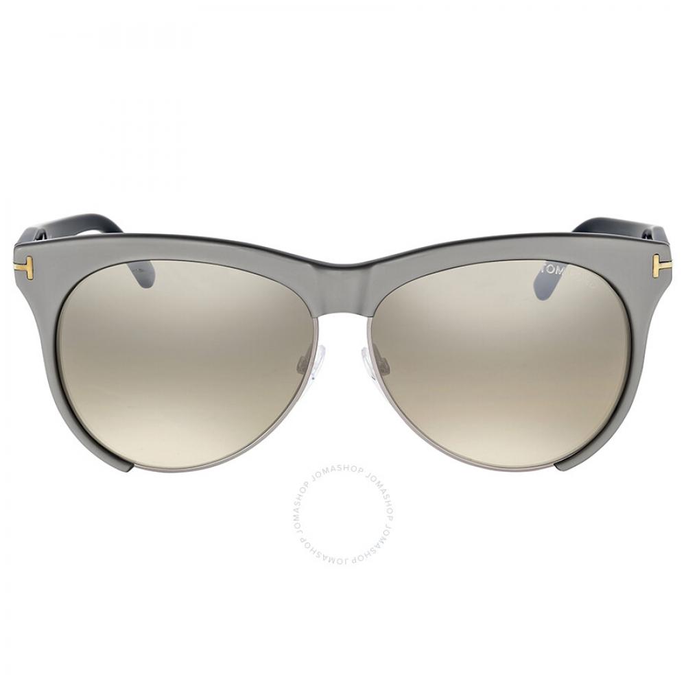 

Tom Ford Leona Brown Mirror Oval Ladies Sunglasses FT0365 38G 59