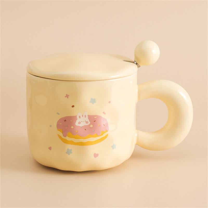 Porcelain Cup Girl Cartoon Multifunction Covered Spoon Practical Cute Water Accessories For Perfect Cup For Hot Drinks Mug