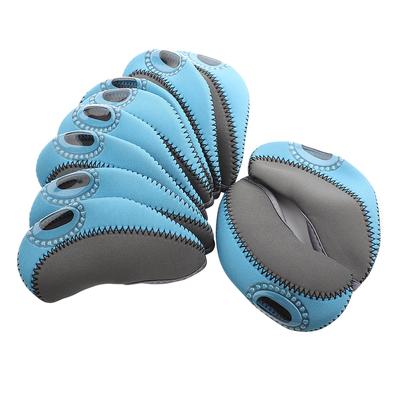 10Pcs Set Fashionable Golf Irons Headcover Ball Head Protect Cover(Gray Sky Blue)