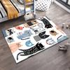 Cartoon Cat Pattern Area Rug - Cute Cats with Striped and Playful Designs" Suitable for use as an anti-slip1 for1room and bedroom sofas