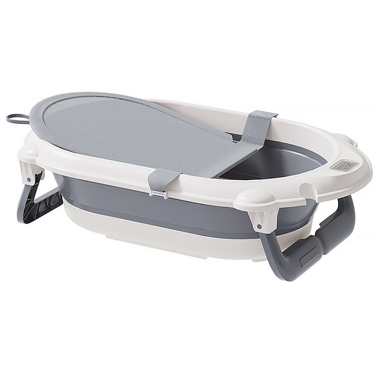 Temperature-Sensitive Folding Baby Bath Tub with Mat, PP + TPE Materials