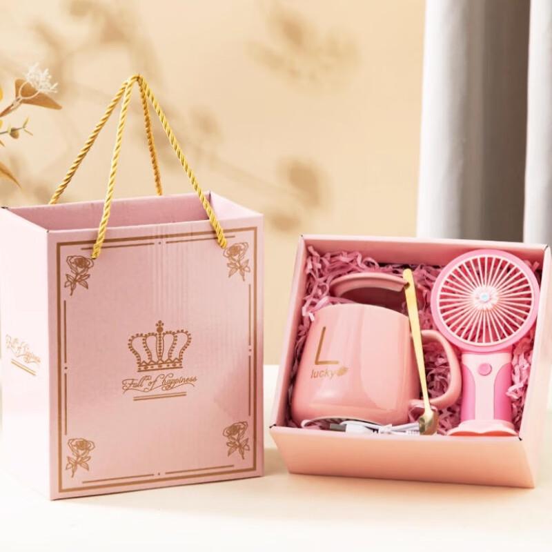 Creative Ceramic Tea Cup Gift Set with Fan