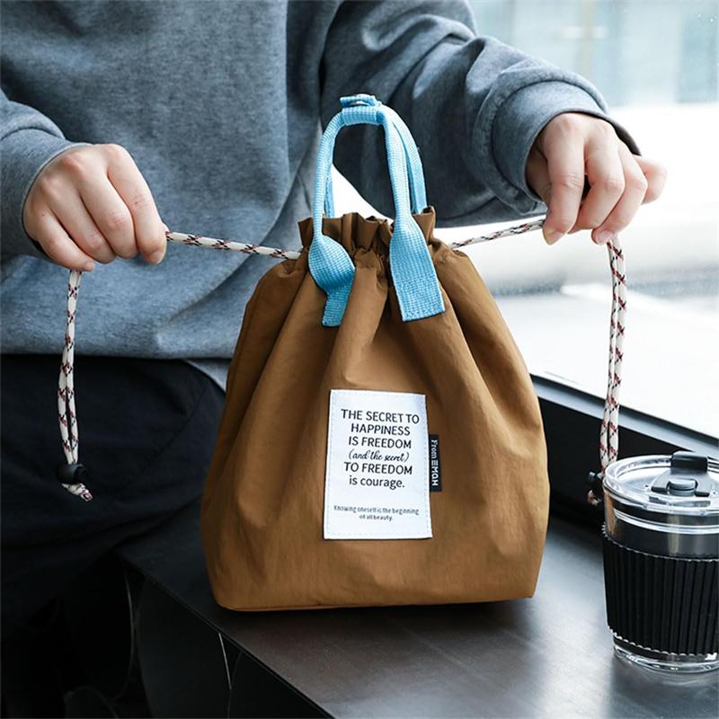 

Japanese Style Insulated Lunch Bag ThermalBento Tote WithDrawstring For Women Men Work Picnic Travel Reusable Food Pouch Handbag