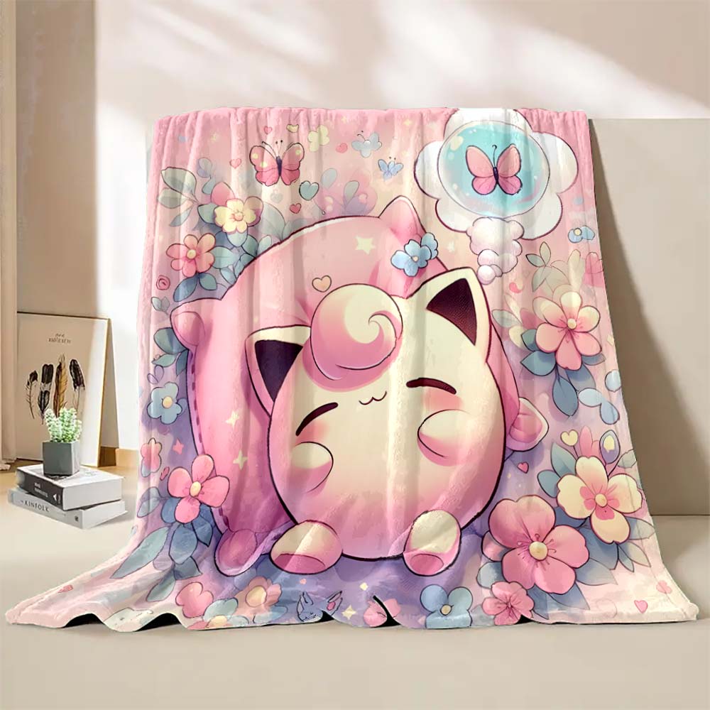 Coperte con Stampa Jigglypuff Pokémon Carino per Adulti Bambini Coperte Calde per Casa Viaggio Morbida e Confortevole Coperta Rosa Regali di Lusso