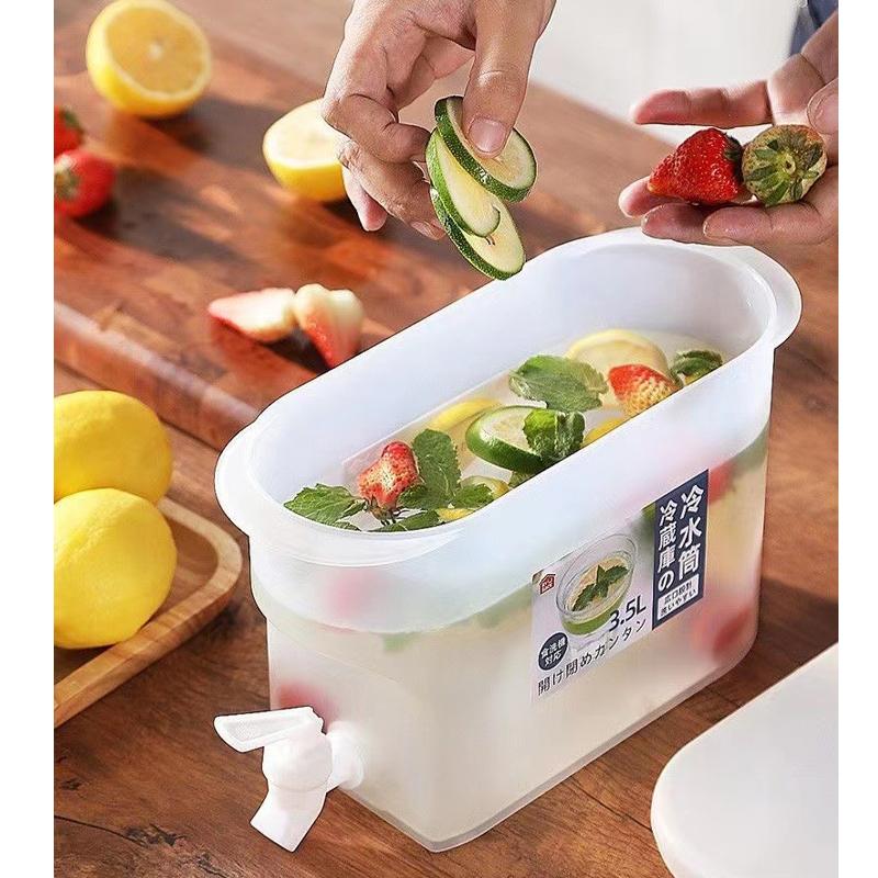 3.5L Water Drink Bucket Beverage Dispenser with Faucet Refrigerator Cold Kettle