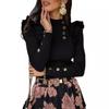 Dames Slim Fit Knopen Blouse met Lange Mouwen