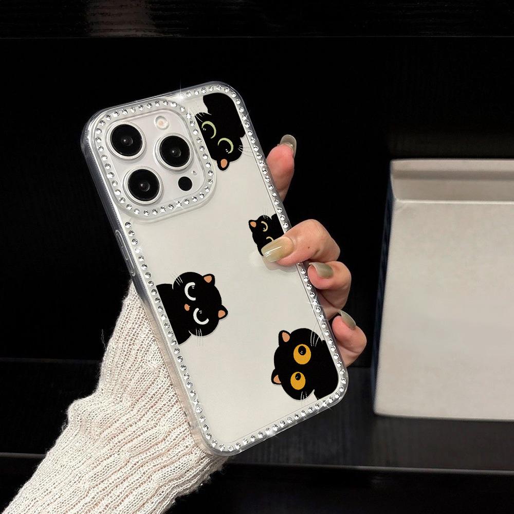 Bracelet Chain Phone Case For iPhone 17 16 15 13 14 for 17Air 17 12 14 16 Pro 17 14 16 Pro Max Sparking Diamond Cute Pattern Hard Cover With Lanyard