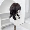 Synthetic Women Wig Hairpiece 18inch High-layered Mullet Haircut Wolf Cut Black Wig with Hair Bangs for Women Daily Party Use