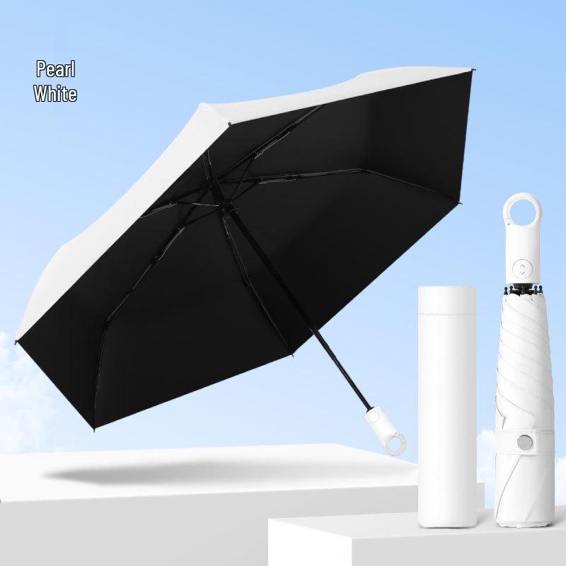 

Automatic Three-Fold Ring Buckle Umbrella - Lightweight Sunshade and Sunscreen, Black Glue Coating, for Rain or Shine.