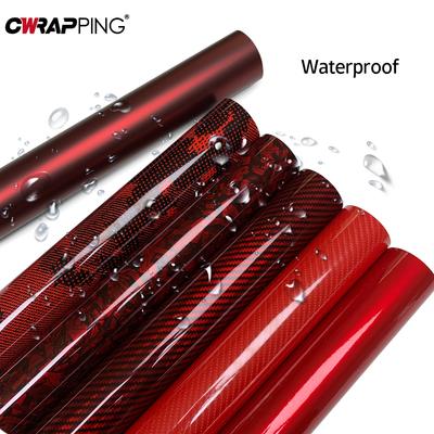 Vinyl Color-changing Film Gloss Red Carbon Fiber Sticker Car Interior and Exterior Protection Waterproof Decal Auto Accessories