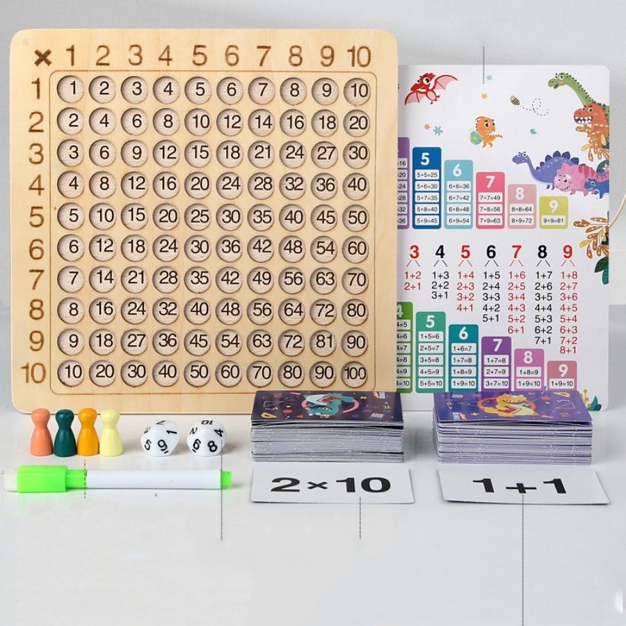 Wooden Montessori toy,Multiplication Addition Board Game,Math Table Board Game Double-Sided Boards