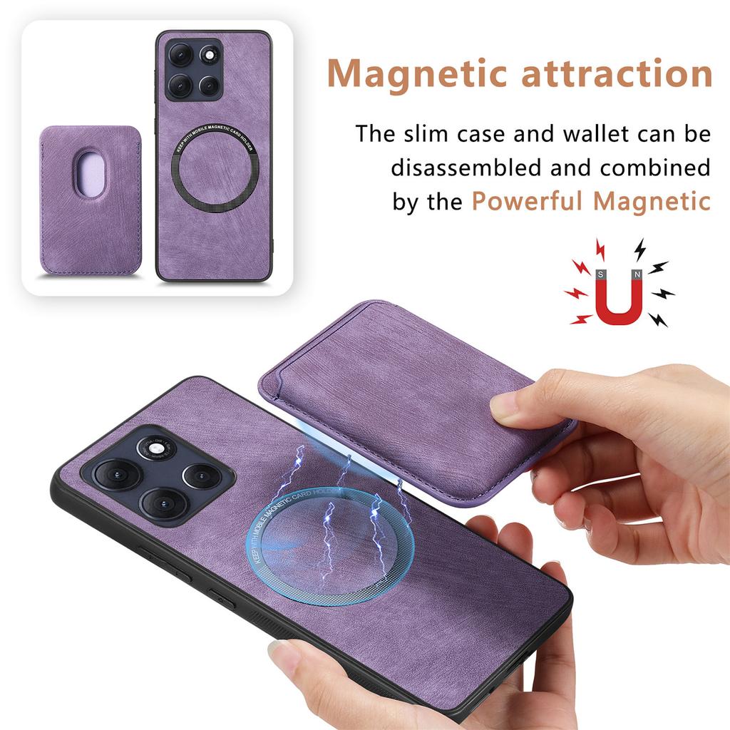 For Motorola Moto G86 Power 5G Magnetic Case Case Retro Leather + TPU Phone Cover with Detachable Card Slot