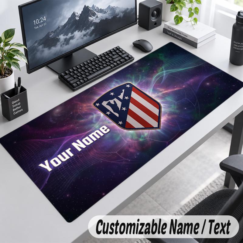 Custom Name Text Mouse Pad Atletico Madrid FC Personalized Desk Pad For Work And Gaming