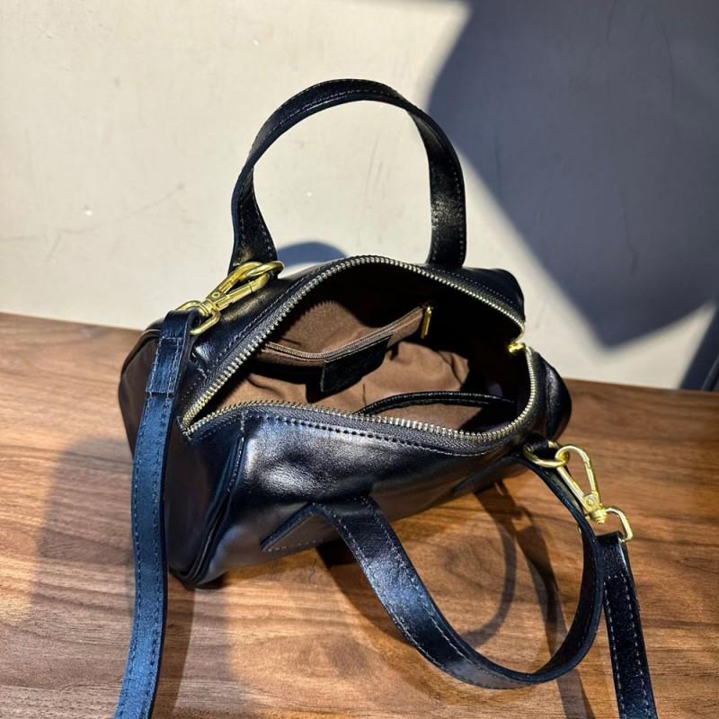 Full Tree Cream Vegetable Tanned Top Layer Cowhide Boston Bag Women's Genuine Leather Retro Handbag Texture Crossbody