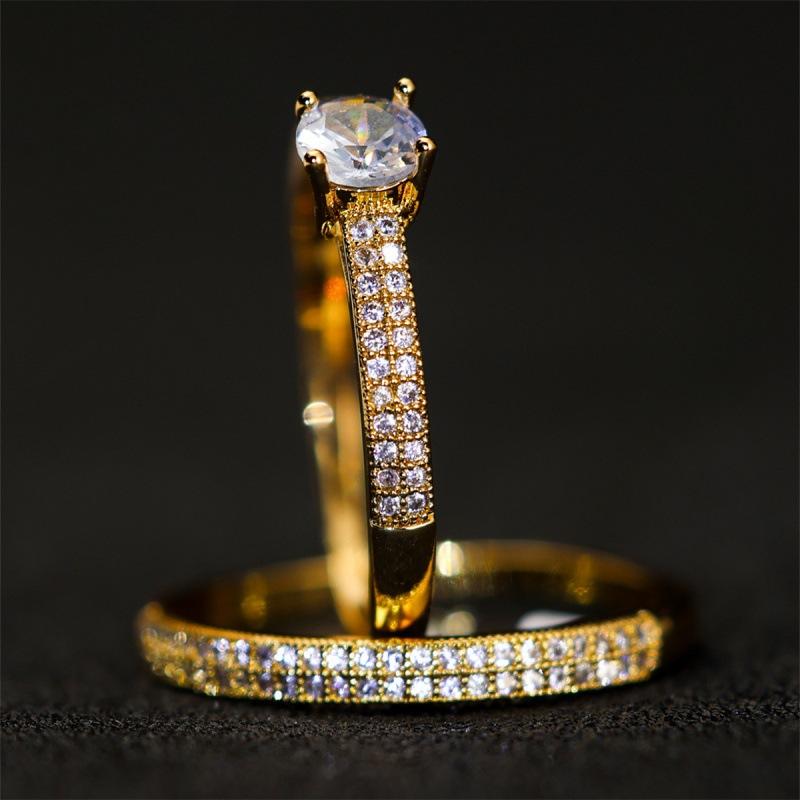 Four-claw round diamond micro-set diamond ring, simple personality versatile light luxury pair ring, engagement ring no. 6