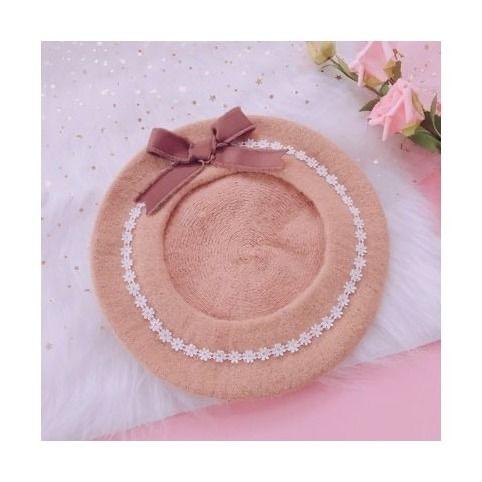 

Beret woman bow Lolita hats for women ladies caps Japanese style Winter hat JK cute core y2k hat japanese accessories hat design помаранчевий